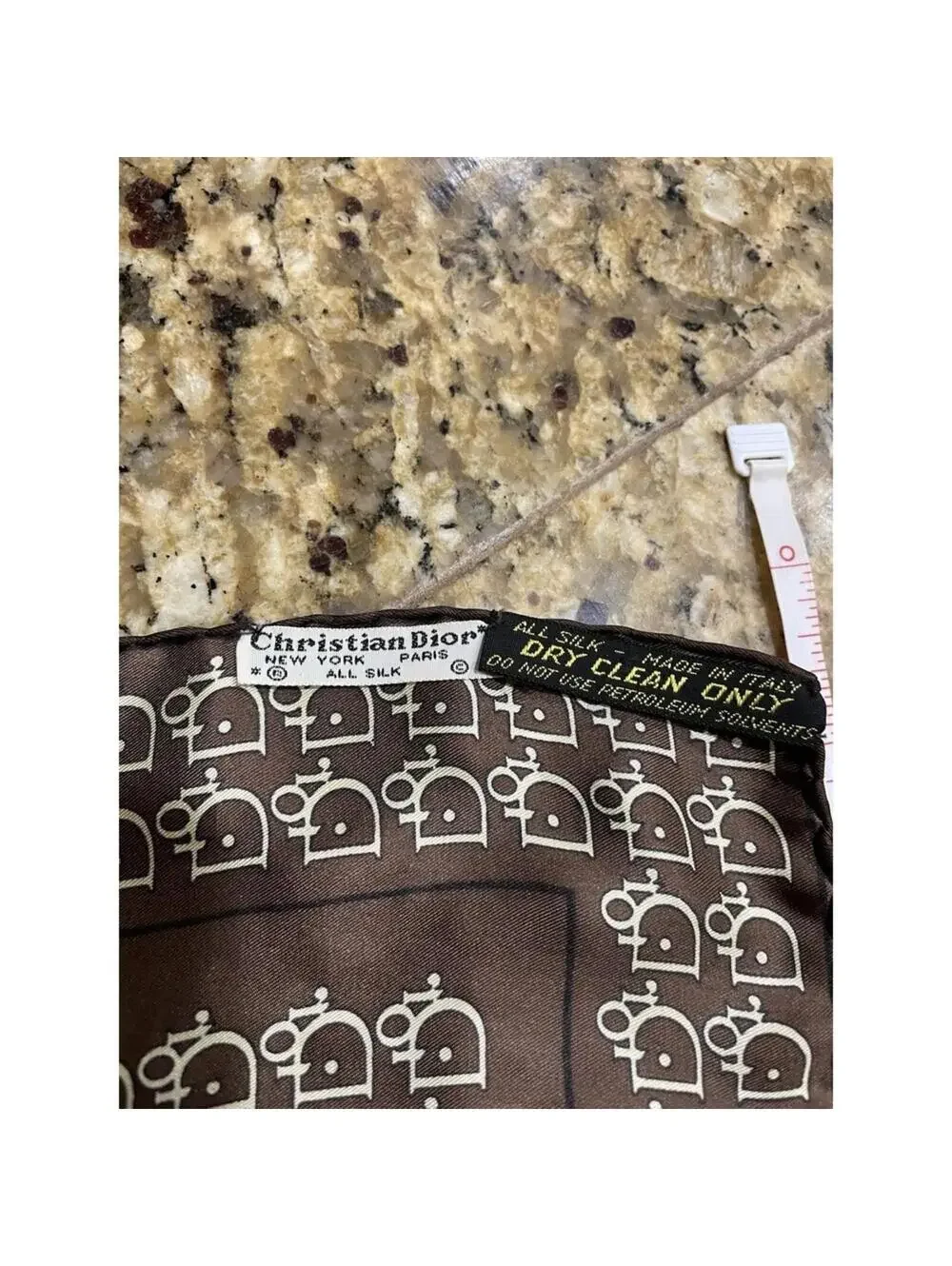 Vintage Christian Dior Silk Neck Scarf - Chocolate Brown 18in X18in